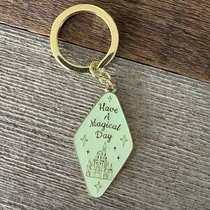 Disney Parks "Have a Magical Day" Keychain Bag Charm Gold and Mint Green